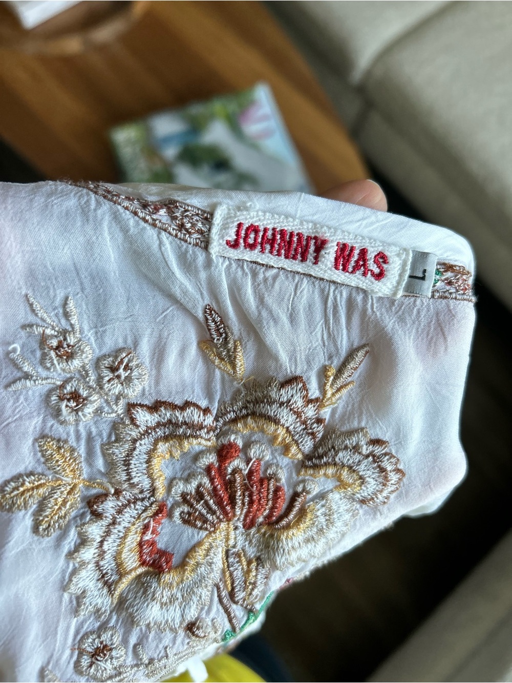 Johnny Was White Tunic with Multicolor Floral Embroidery - Picture 11 of 13
